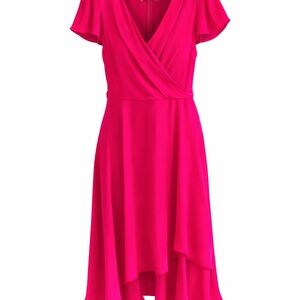 DKNY Women's Pink Ruffle Sleeve V-Neck Knee length Dress 6 Fairy core romantic